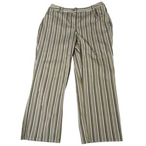 i.e. relaxed Womens Size 10 Striped Straight Leg Pants Olive Green Cotton Blend